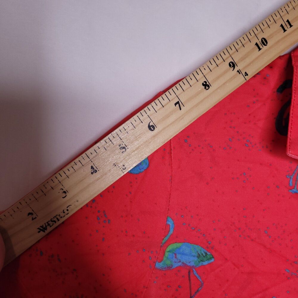 Yatta Golf Polo Shirt Womens Large Red Flamingo Print Just Beachy NWT - Picture 8 of 13